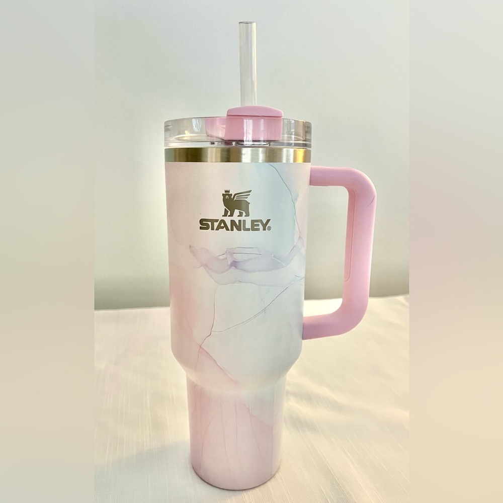 Stanley Pink Marble Tumbler with Handle 40oz